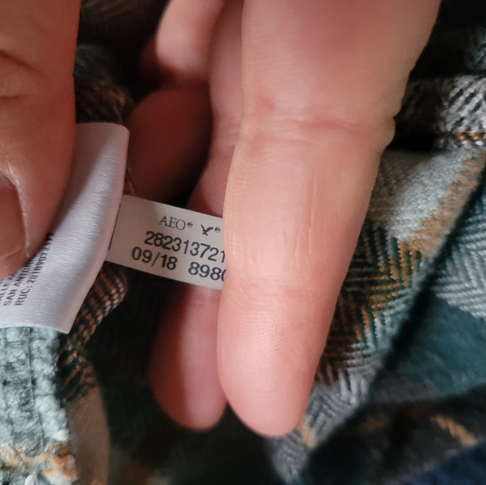 American Eagle Green Plaid Flannel Classic Fit Heavyweight Shirt Mens Size M - Picture 7 of 7